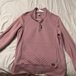 LL Bean Women's Quilted Quarter-Zip Pullover. Maroon colored. Size medium